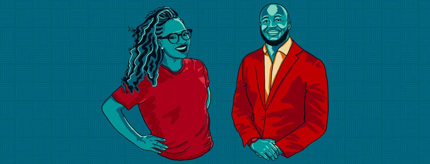 Portraits of Dr. Essence Johnson and Dr. Jacobi Cleaver.